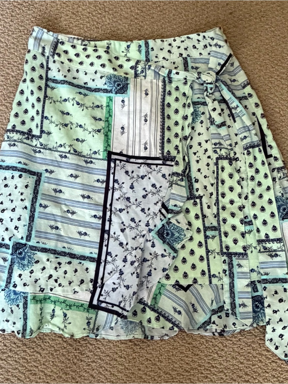 LOFT Mint Green Patchwork Wrap Skirt